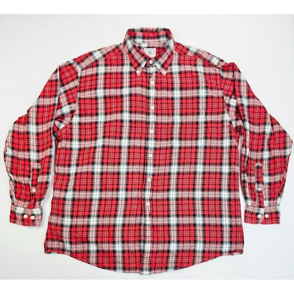 Brooks Bothers Size Large Mens Red White Black Green Check Flannel Sport Shirted - Picture 5 of 9